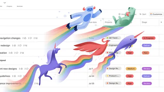 The Celebration Creatures — Five Ghosts studio case study on the Asana celebration stickers