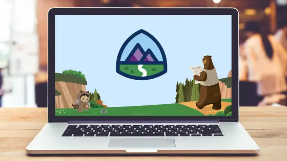 Astro and the Trailhead cast — a Trailhead product illustration