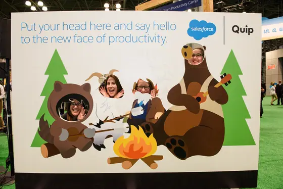 Astro and the Trailhead cast — A face-in-hole board, Salesforce World Tour New York