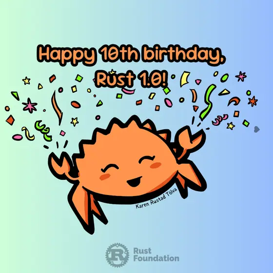 Ferris — the Rust Foundation blog, Rust's 10th birthday