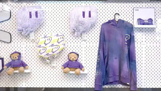 Glitch — a Twitch merch wall in a Taiwanese livestream studio