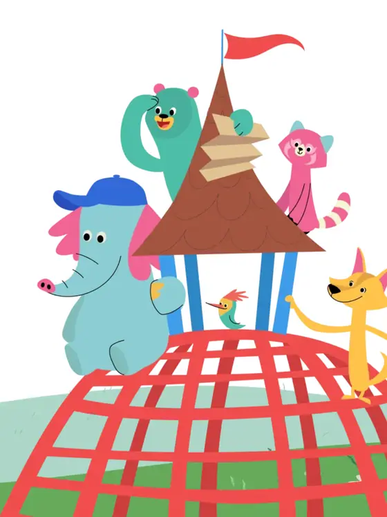 Kodi Bear and the Khan Academy Kids cast — Khan Academy Kids story world