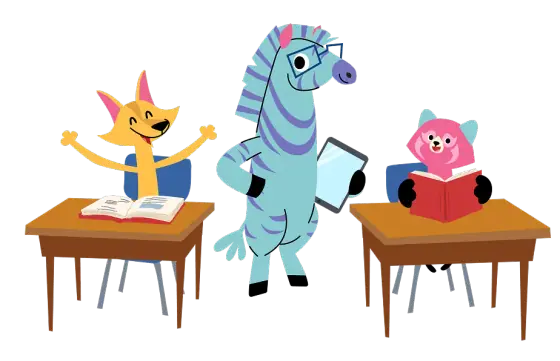 Kodi Bear and the Khan Academy Kids cast — Khan Academy Kids learning scene