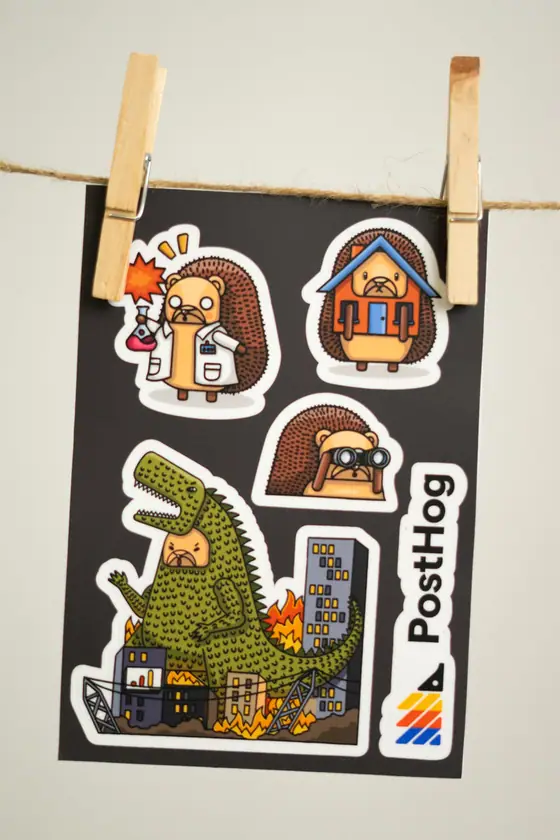Max — the PostHog merch store, Hogzilla and friends sticker pack
