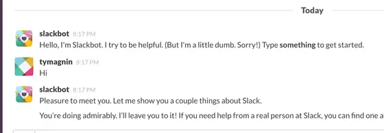Slackbot — First run, day one