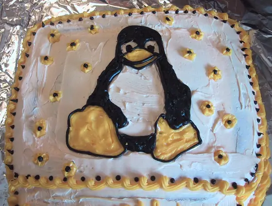 Tux — a homemade birthday cake