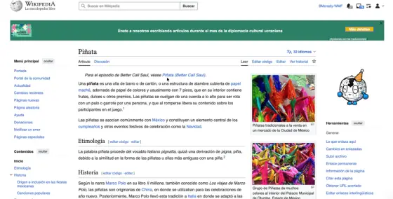 Baby Globe — Spanish Wikipedia, the Piñata article