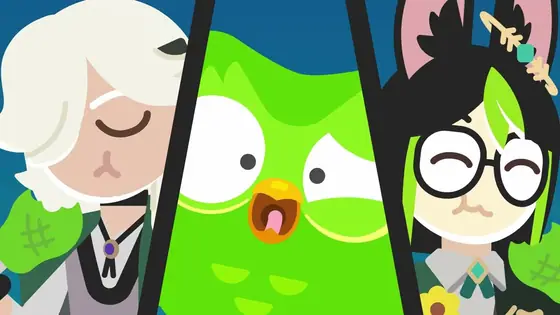 Duo and the Duolingo cast — Genshin Impact: Paimon tries to eat him